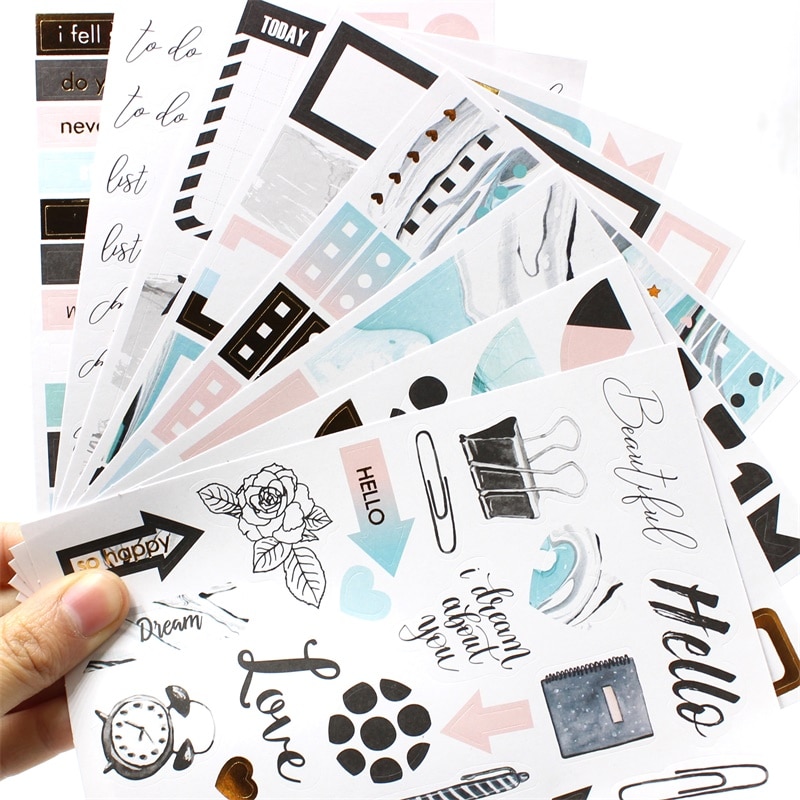 ZFPARTY 8 stks Zin Stickers voor DIY Scrapbooking/fotoalbum Decoratie Card Making Ambachten