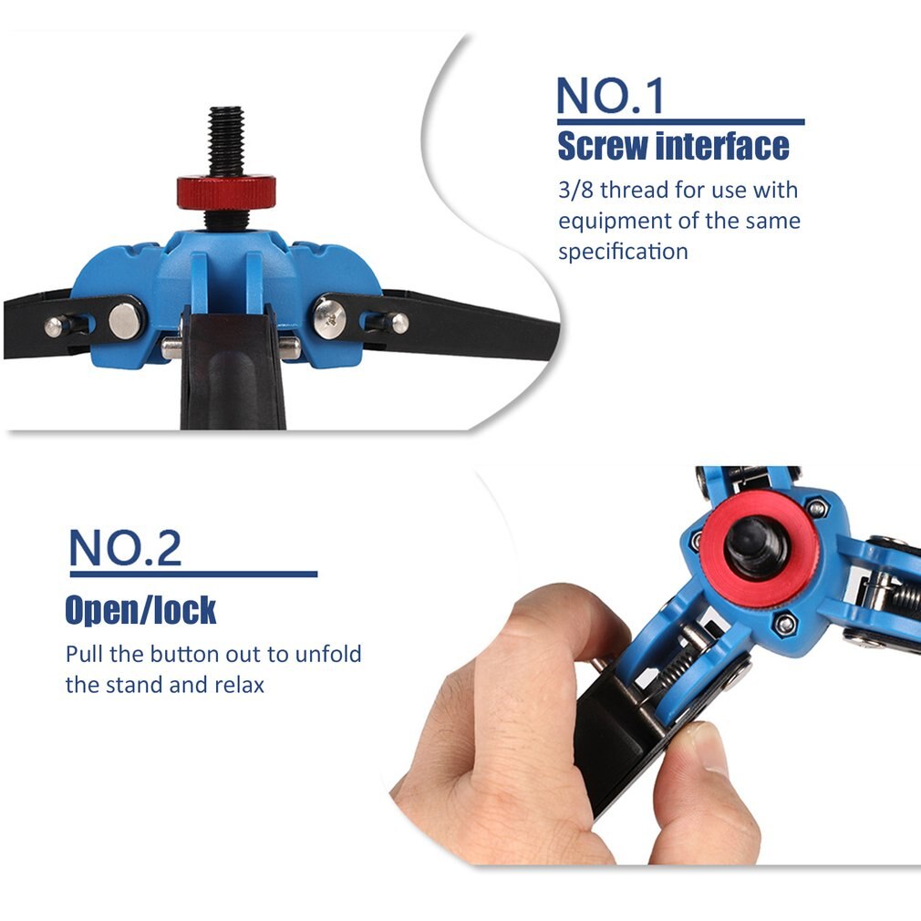 Câmera monopé slr câmera monopé portátil três garfo base 3/8 parafuso três garra suporte quadro com anti-skid footpad