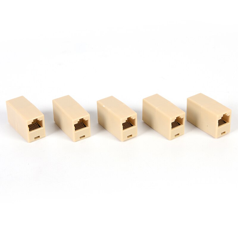 Universele RJ45 Cat5 8P8C Socket Connector Koppeling Voor Extension Breedband Ethernet Lan-kabel Joiner Extender Plug: 5pcs