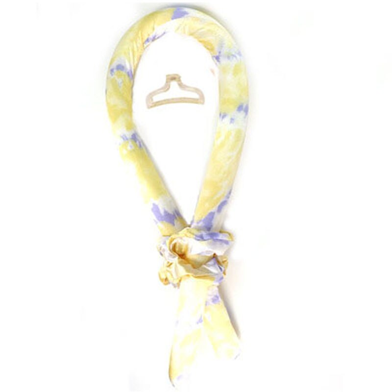 Haste de ondulação cacheadora sem calor, faixa de seda para ondular e cachear o cabelo, fita sem calor: white purple yellow
