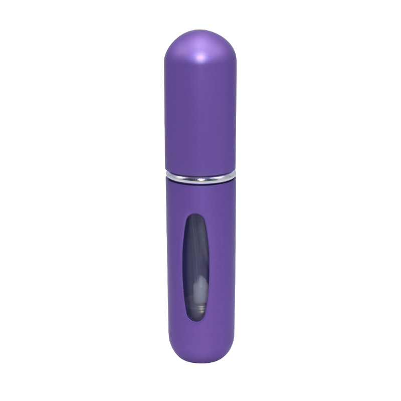 Refillable Mini Perfume Spray Bottle Aluminum Spray Nebulizer Portable Travel Cosmetic Container 5ml Perfume Bottle: Purple