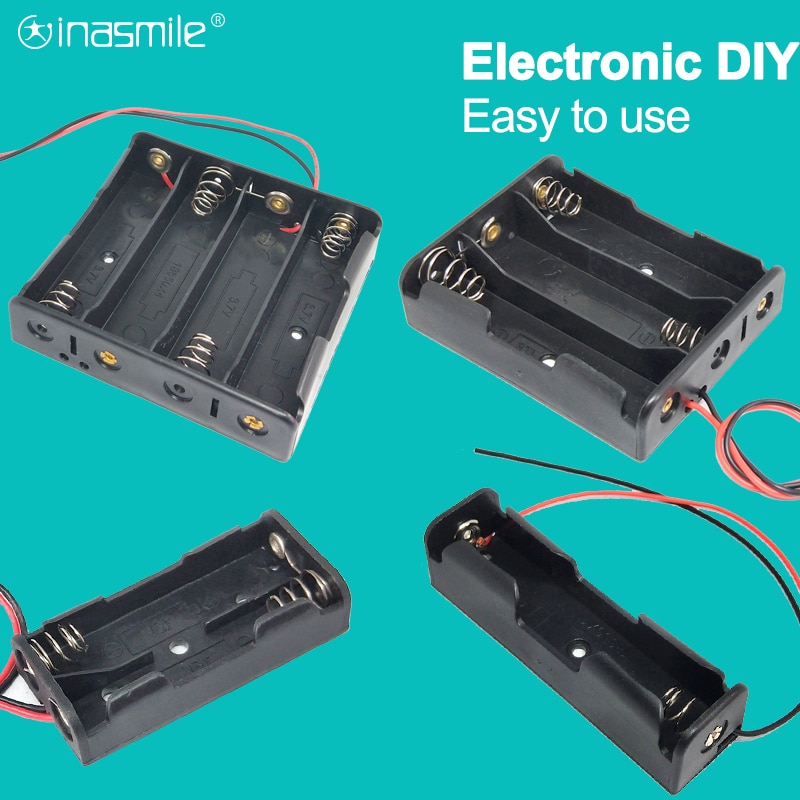 DIY Plastic Battery Storage Case AA LR6 HR6 Clip Holder Container 1X2X 3X 4X 18650 Battery Storage Box Case With Wire Lead Pin