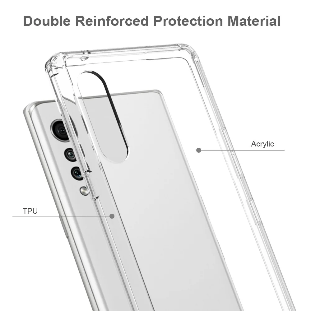 Funda acrílica transparente HD delgada para LG Velvet 5G, cubierta híbrida a prueba de golpes, marco de TPU suave con carcasa trasera dura, Fundas Capa