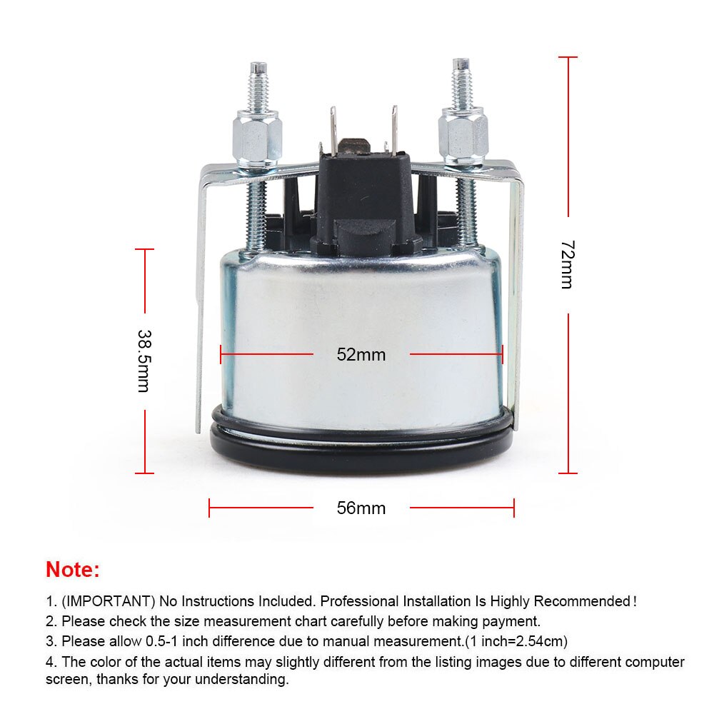 2" 52mm Car Water Temp Gauge 40-120 Celsius Pointer 12V Water Temperature Temp Gauge Yellow Light Car Meter Without Sensor