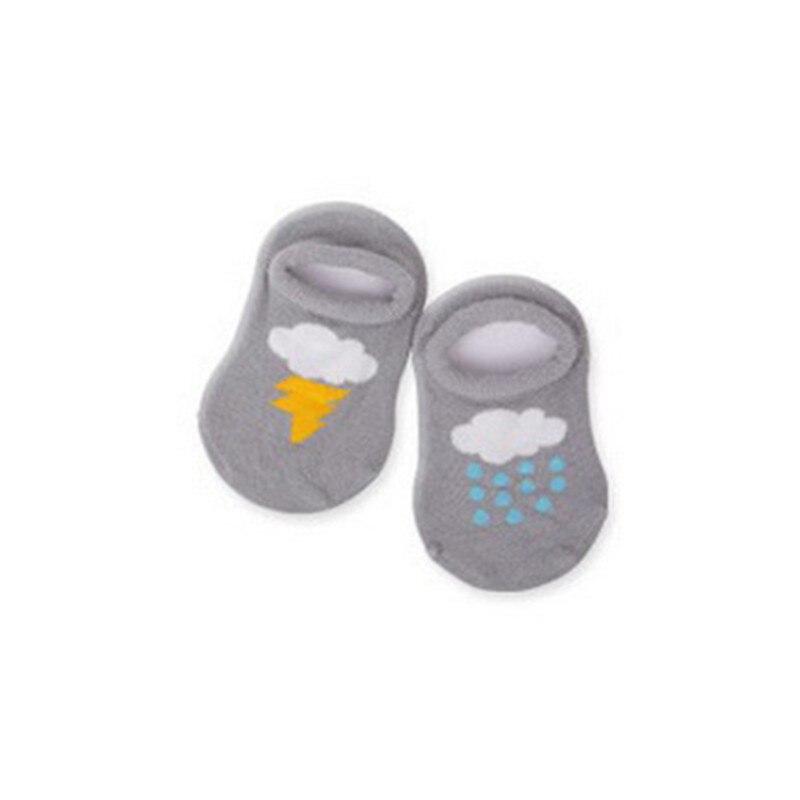 Calcetines antideslizantes cómodos para bebé, calcetines náuticos infantiles, calcetines pequeños de nube con rayos, calcetines de de Navidad para niños: Gray / 0-1