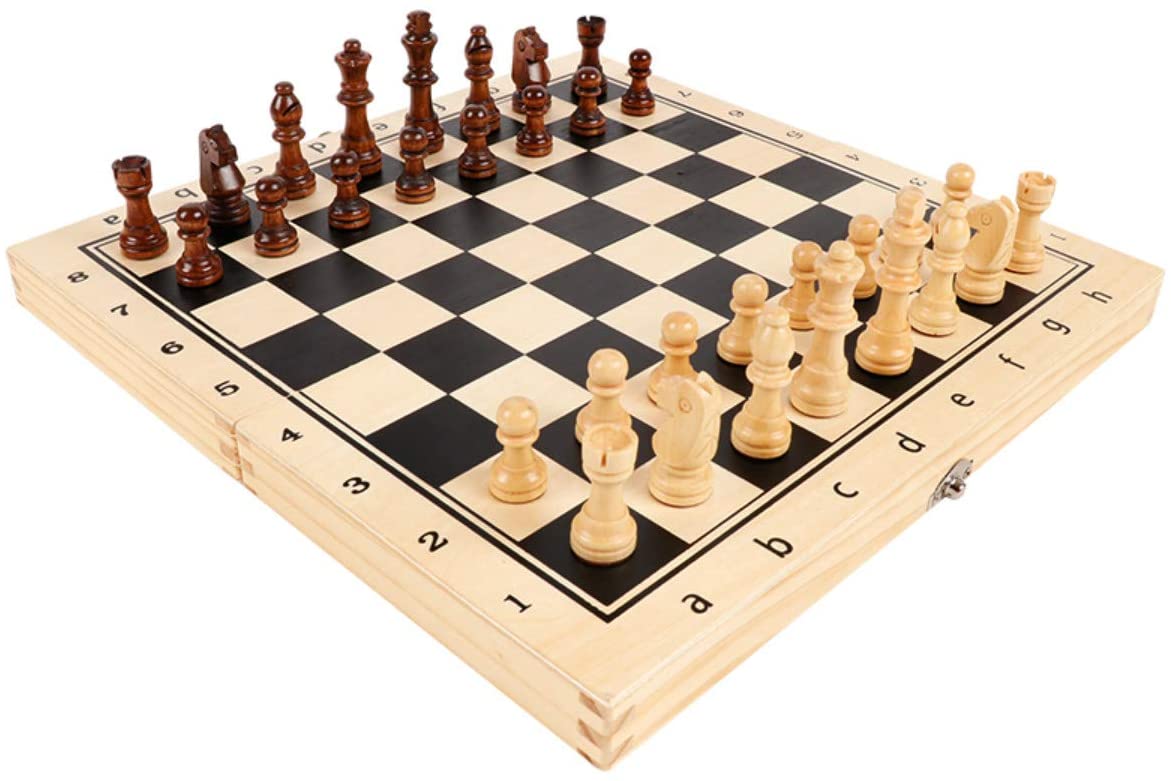 39CM Large Magnetic Tournament Staunton Wooden Chess Board Game Set with Crafted Chesspiece & Storage Slots 2 Extra Queen