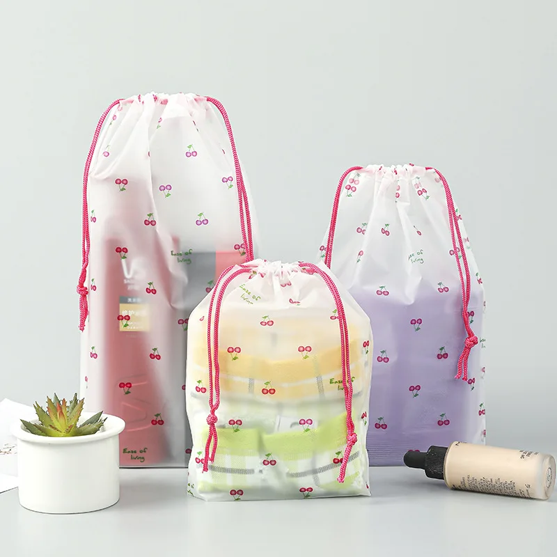Cute Transparent Waterproof Travel Cosmetic Bag Women Makeup Case Bath Make Up Toiletry Wash Beauty Kit Storage Pouch: M / Pink