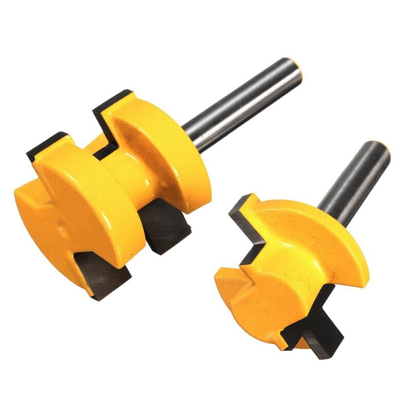 2 pcs Tongue Groove Router Bit 1/4" Shank Huge Crown Molding Tenon Line Cutter