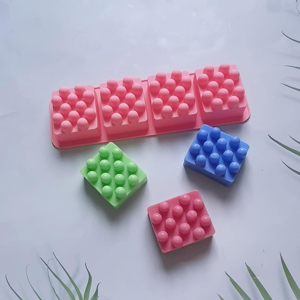 Molde de jabón de masaje con 4 agujeros, moldes cuadrados de silicona para hacer jabón, molde de barra de loción antiadherente hecho a mano, artesanía de aromaterapia DIY
