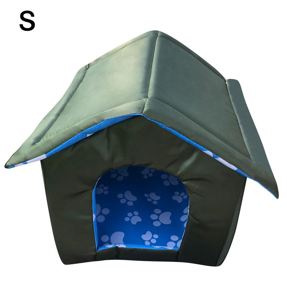 Pet Dog House Outdoor Foldable Dog Cat House Winter Warmer Waterproof Dog House Kennel Nest For Pets Puppy Dog Cat Sleeping Bed: Green / S