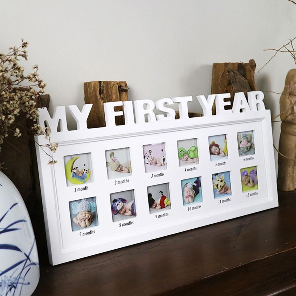 Fotos de "Mi primer año" para niños, recuerdo conmemorativo, de recuerdo en crecimiento, marco de fotos, 0-12 meses, 12 cuadrículas