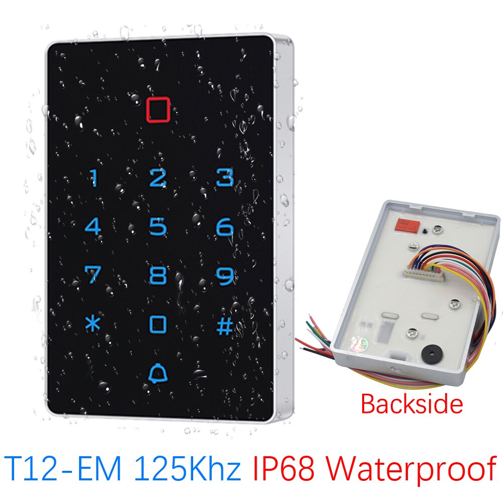 IP68 Waterproof Backlit Touch Keypad Wifi bluetooth Access Control 125Khz 13.56Mhz RFID Standalone Access Controller Tuya App: T12EM-W 125khz