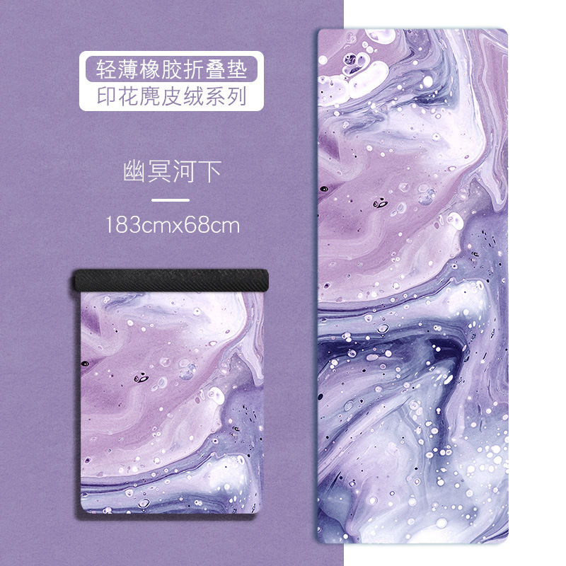 Tapetes de ioga dobráveis ultra-finos para fitness, pilates insípido, almofadas de ginástica, borracha, viagem, 1mm, 183x68cm: ROXO