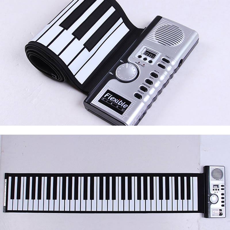 Piano portátil 61 teclas teclado electrónico Pianos inteligente plegable de silicona enrollable Piano instrumento principiante chico