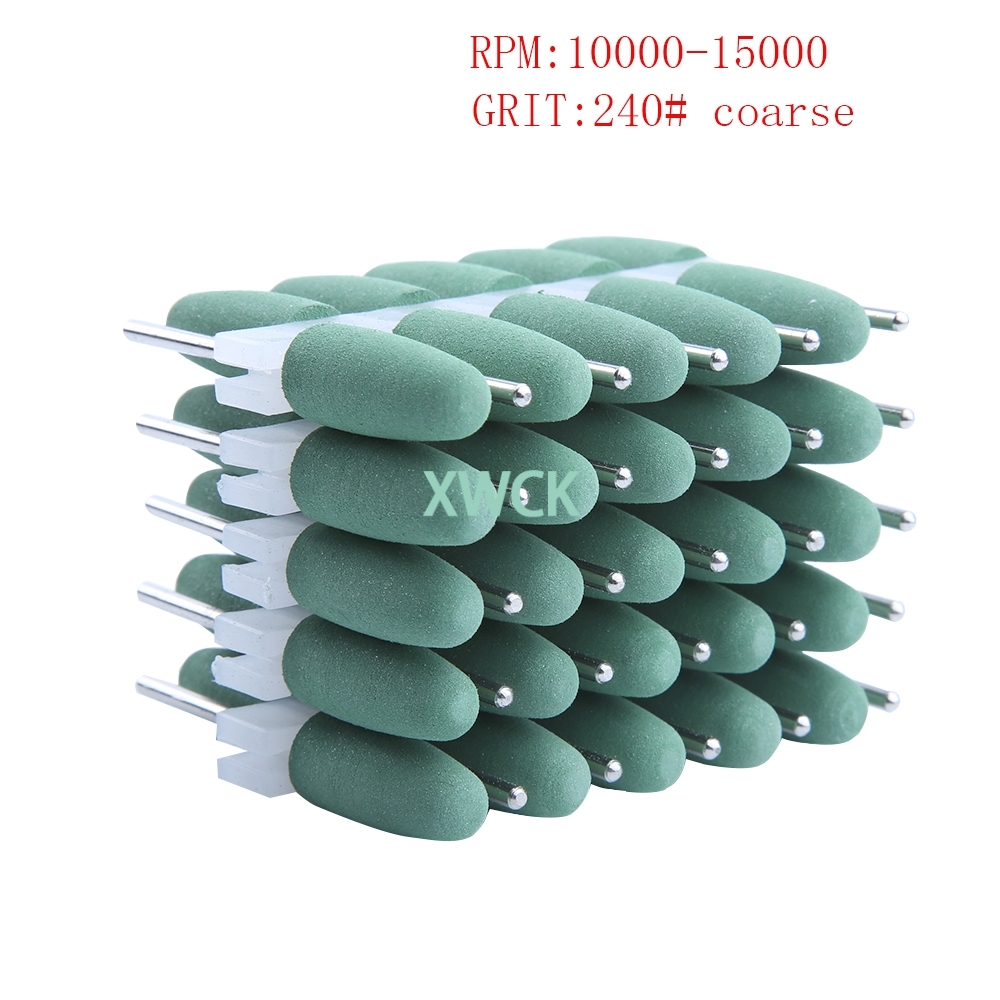 50pcs 2.35mm Dental silicone Polishers Resin Base Acrylic Polishing Burs dental polishing Equipment: 50pcs Green