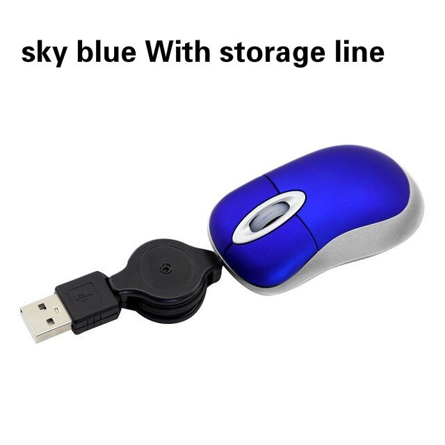 2,4 GHz Mini Kinder nette Gaming Wired Mause Versenkbare Linie 2 Tasten USB Maus Tragbare ergonomische mäuse Für PC Laptop desktop: sky blue
