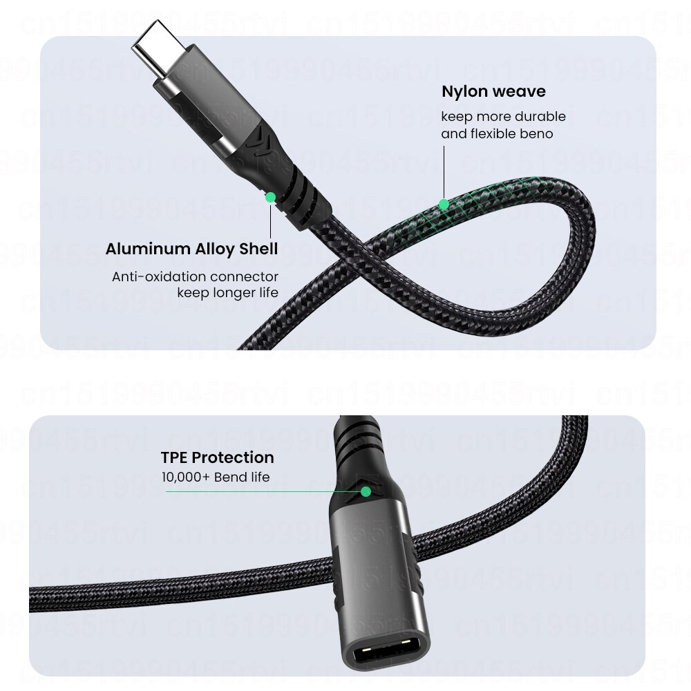 5a usb 3.2 cabo de dados rápido 100w usb tipo c cabo para macbook pro 10gbps extensão usb cabo extensor cabo usb c cabo de cabo rápido
