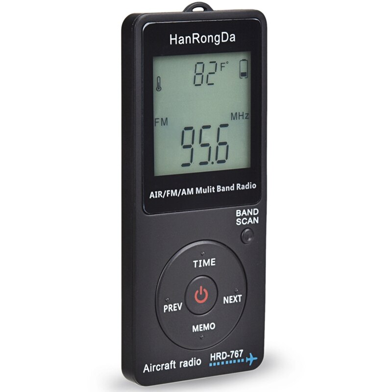 Hanrongda Radio Vliegtuigen Band Ontvanger Fm/Am/Air Radio Wereldontvanger Met Lcd-scherm Lock Knop Pocket Radio met Oortelefoon