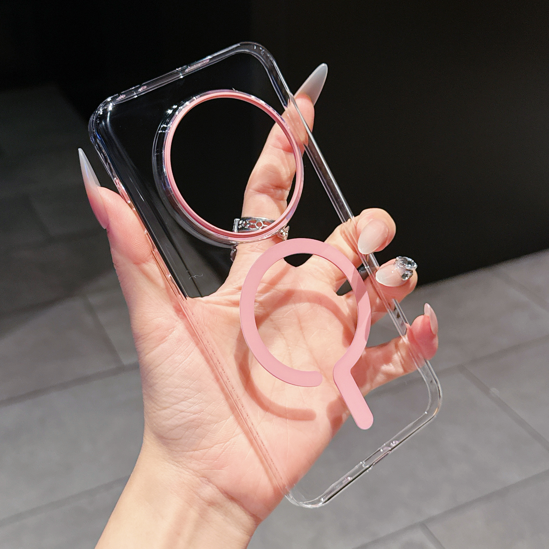 Étui pour Honor Magic 7 Pro Magsafe Transparent dur PC magnétique sans fil charge clair mince couverture pour Honor Magic 7 7Pro coque: Rose / For Honor Magic 7