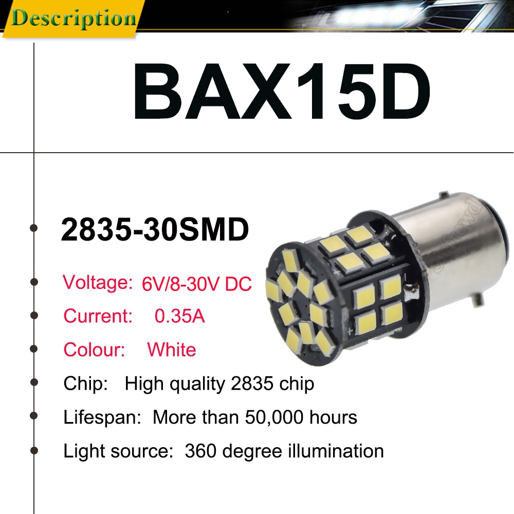 2 X LED Motorrad Scheinwerfer Rolle Birne BAX15D 6000k Licht ATV Moto Motorrad Moped Zubehör Jahrgang Schule Auto Lampe 6V 12V