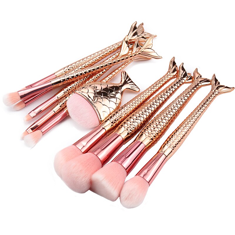SinSo pinceau de maquillage sirène pinceaux de maquillage ensemble poudre Contour mélange Blush fard à paupières visage yeux cosmétique maquillage brosse trousse à outils: 11pcs Rose Gold