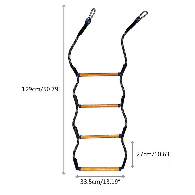 4 Step Boat Rope Ladder, Marine Rope Ladder for Inflatable Boat Kayak Motorboat Canoeing, Portable Rope Boarding Ladder