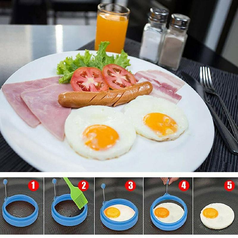 Silikon stekt ägg pannkaksring omelett stekt för matlagning formare ugn form panna stekägg kök runt frukost ägg  n0 h 0