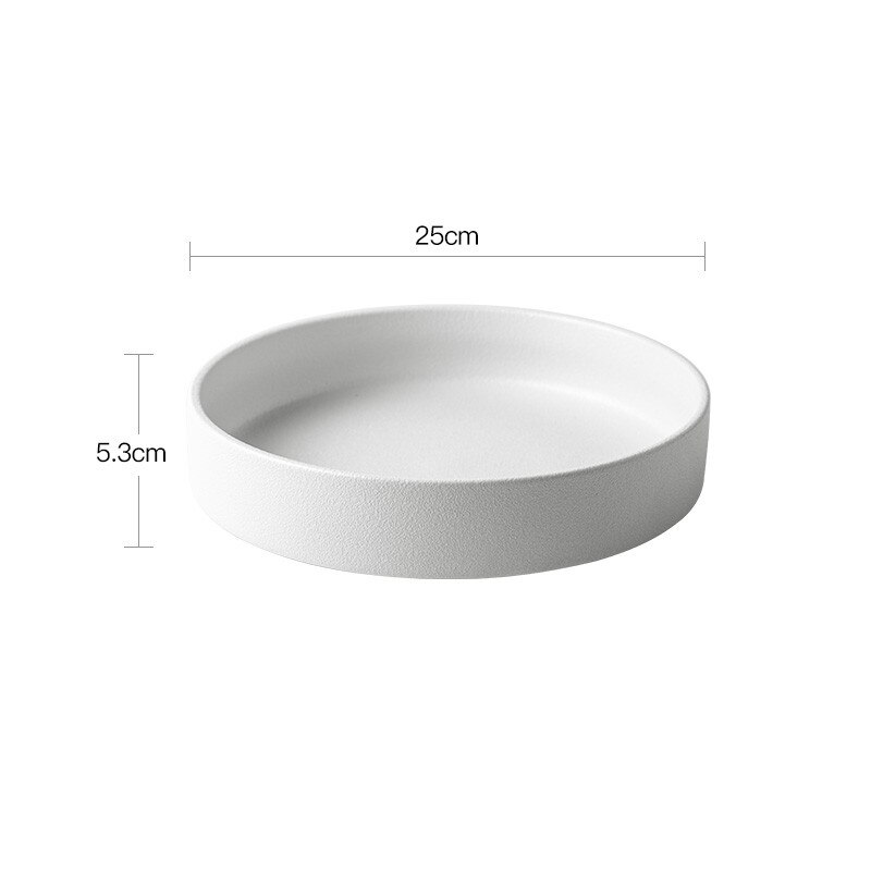 Eenvoudige Zwart-wit Diepe Plaat Soep Plaat Westerse Schotel Ronde Schotel Salade Frosted Keramische Grote Gebakken Plaat Huishouden