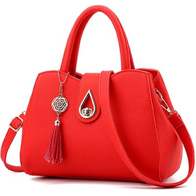 Sac à main à pompon pour femmes, sacoche à paillettes de gouttelettes d'eau, sac à bandoulière de grande capacité, sac à épaule de de styliste ZHP01: Rouge