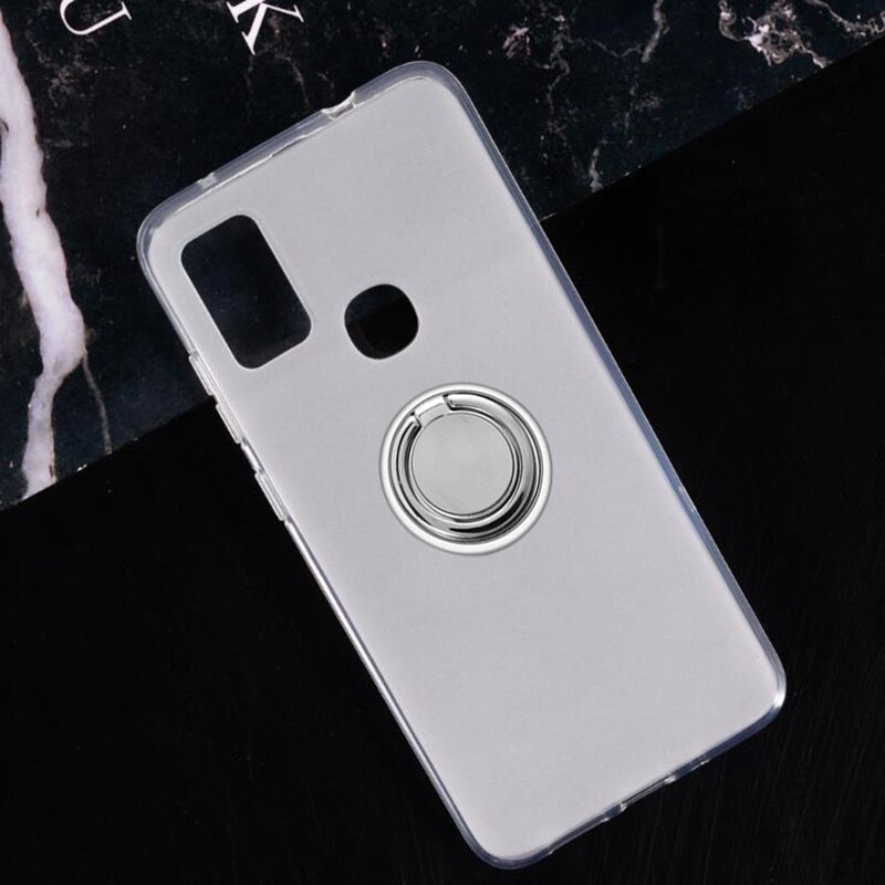 For ZTE Blade A7S Optus X Pro Telstra Evoke Plus 2 Back Ring Holder Bracket Phone Case Phone TPU Soft Silicone Cover: Ring Case White