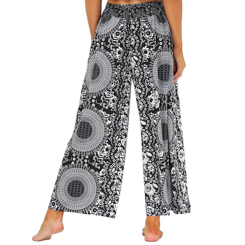 Womens Palazzo Casual Yoga Broek, Slit Brede Been Broek Casual Beach Boho Vintage Hippie Bohemian Pilatus