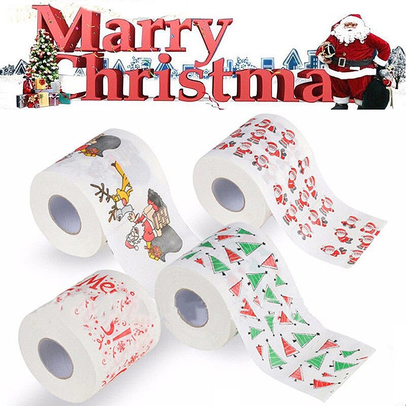 Home Tool Christmas Printed Home Santa Claus Bath Toilet Roll Paper Supplies Xmas Decor Tissue 170 Leaves Toilet Paper For Home