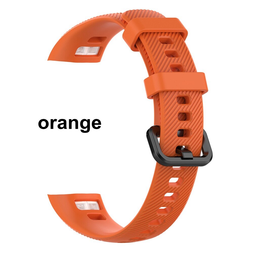 10 Colors Silicone Wrist Strap for Honor Band 5 4 Smart Wristband Replacement Original Watch Band Soft Bracelet Sport Classic: orange