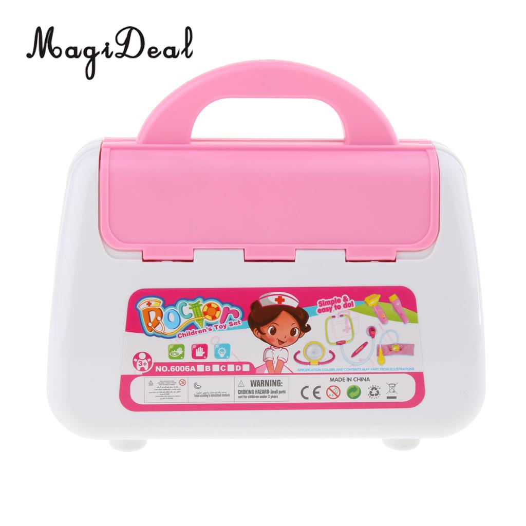 15pcs Nurse & Doctor Working Tools Kits Pretend Playset Case Kit Developmental Role Play Toys Pink