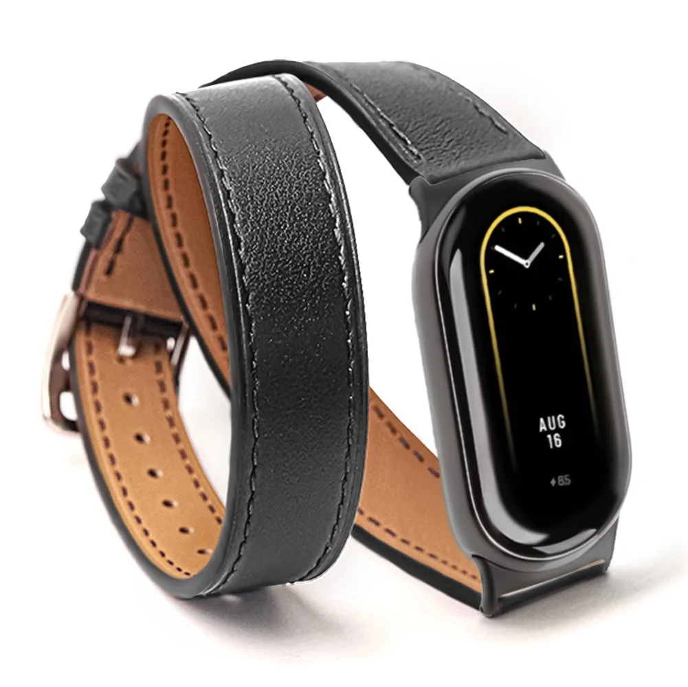 For Mi Band 8 Strap Leather band For Xiaomi Mi Band 9 Wrist Strap Correa Watch Replacement Miband 8 NFC Sports Bracelet Pulseira: GREEN BLUE