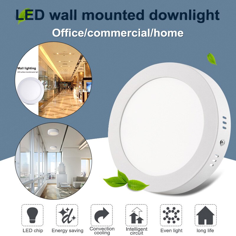 Tak badrumslampa led 6w platt runda ner kökspanel ytmonterad sdf-skepp