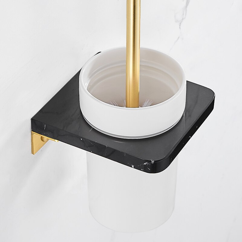 Licht Luxe Marmeren Wc Borstel Houder Zwart Wassen Wc Borstel Badkamer Lange Handvat Borstel Marmer Toiletborstel Basis