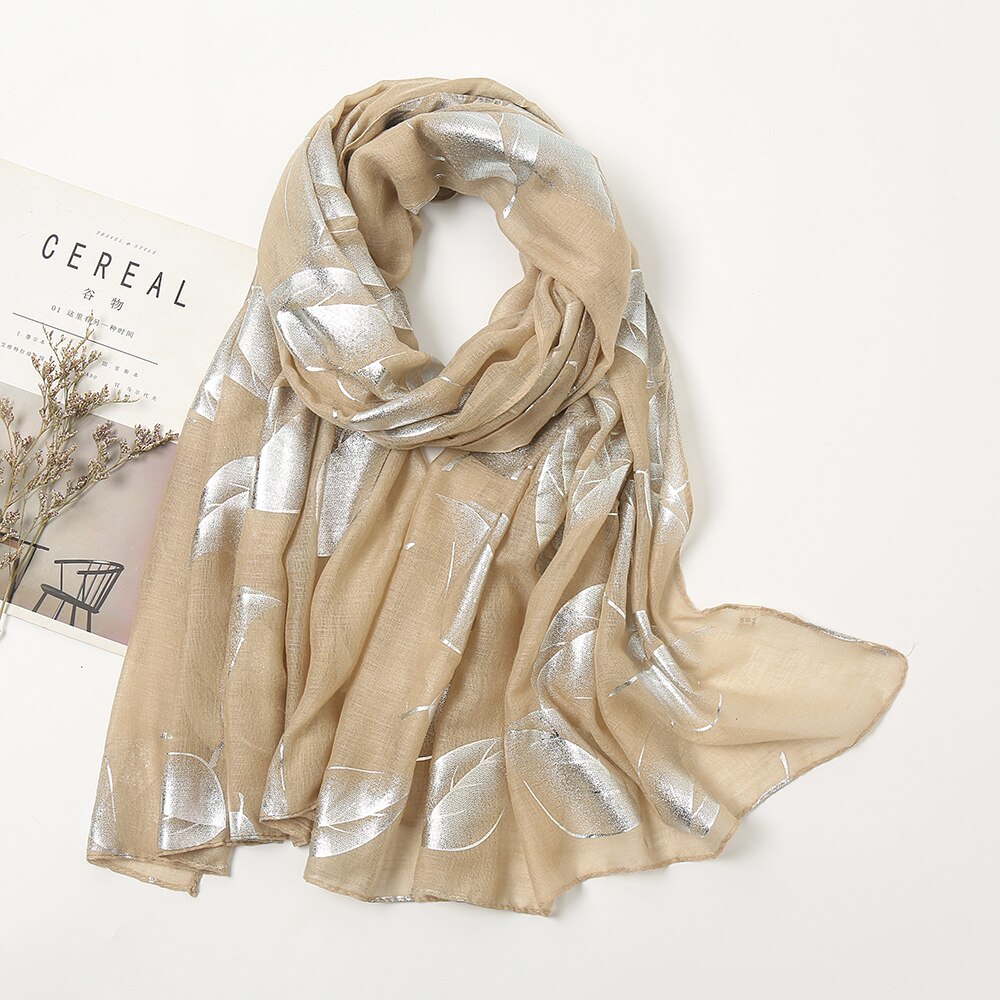 Luxury Silver Glitter Scarf Women Leaves Shimmer Hijab Oversize Shiny Shawl Stoles Muslim Women Veils Cotton Women&#39;s Scarves: 3