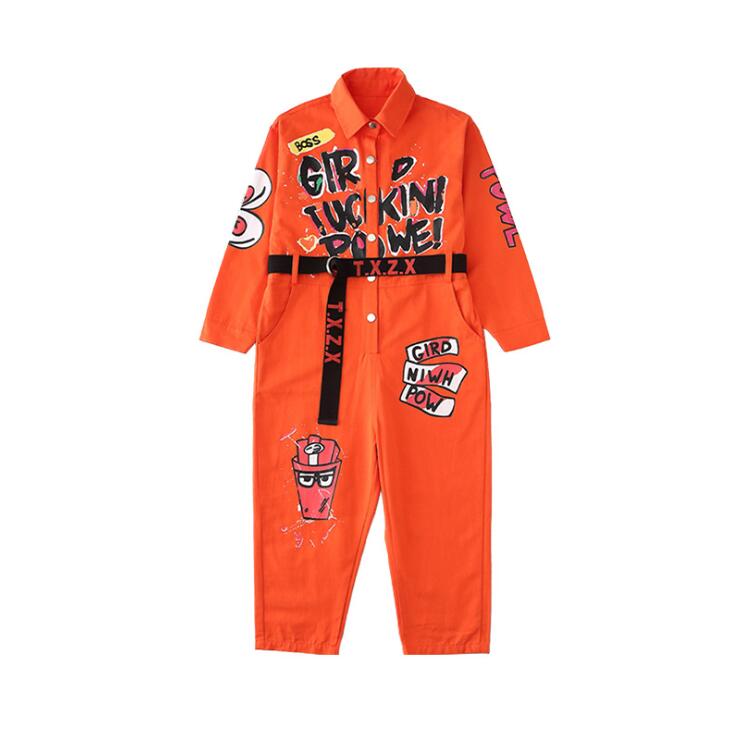 Los niños de manga corta fresca Hip Hop ropa mono naranja Mono para niñas niños traje de baile de Jazz de baile ropa: 110