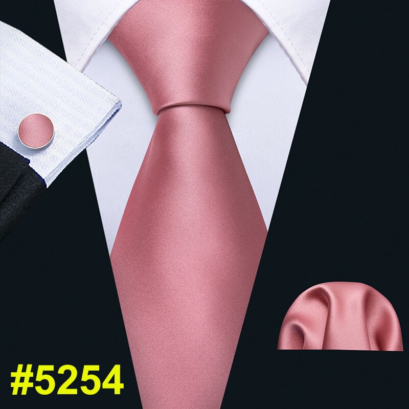 Men Tie Pink Floral Necktie Gravat Handkerchief Set Silk Ties For Men Wedding Party Business Barry.Wang FA-5246: FA-5254