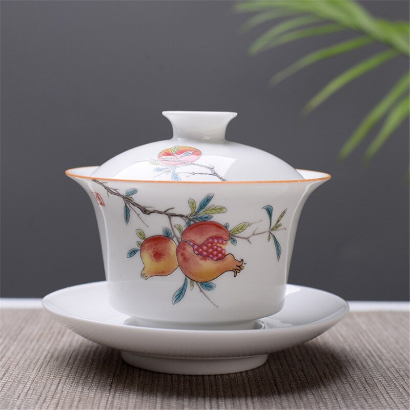 Hvidben kina gaiwan tea set, kung fu teaet tekande, rejse keramisk tea set, kinesisk porcelæn gaiwan cup: Stil 3