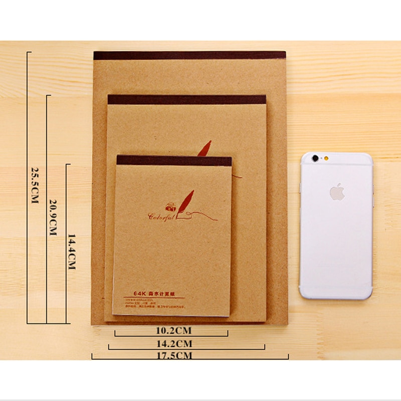 Sketchbook Blank Page Kraft Covered notebook for drawing A4&A5&A6 120 pages Sketchbook Pure and fresh Art school supplies