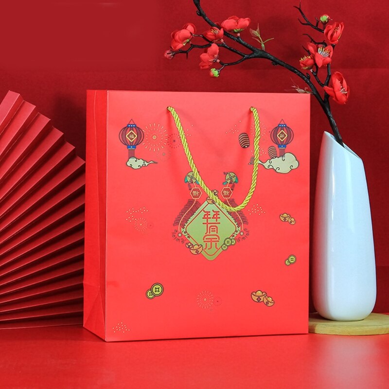 Chinese Year Candy Bundles Nougat Snowflakes Biscuit Packaging Bag Hand Bag