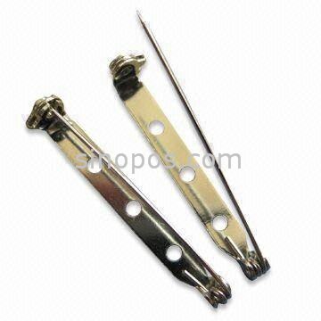 Steel Brooch Back Bar Pins with Safety Catch, Badge Safety Pins Backs Latch Clasp locking catch, arts crafts accessories