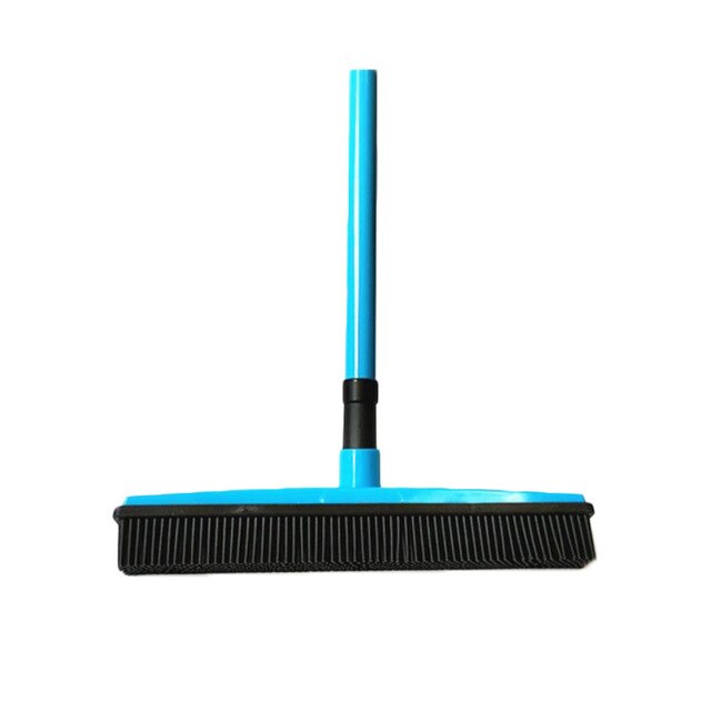 Adjustable Rubber Pet Hair Removal Broom Brush Dust Scraper Carpet Sweeper Wash Mop Telescopic Wipe Window Car Floor Cleaner: Blue Set