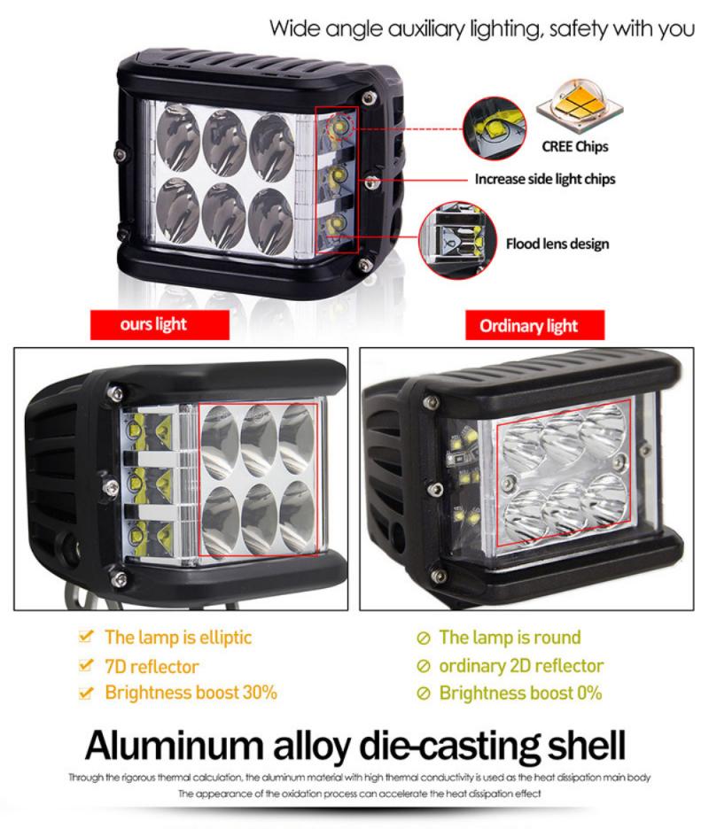 45W Kubus Kant Shooter Led Verlichting Sfeer Lamp Strobe Light Combo Beam Off Road Dual Side Voor Atv suv Truck Marine