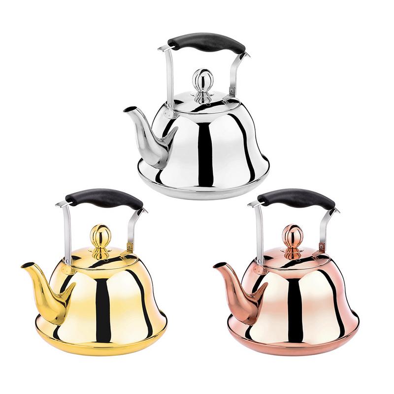 2L 304 Edelstahl Teekanne Rose Gold Tee Kaffee Wasserkocher Pfeifen Wasserkocher mit Infuser verlieren Blatt für Herde Induktion Kupfer