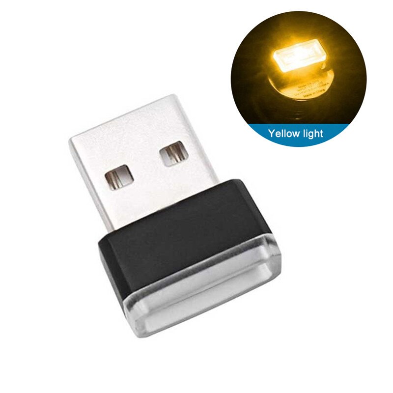 Neon USB Light LED Modeling Light Atmosphere Ambient Lamp Portable Car Interior Decorative Light 7 Colors Car Accessories: Yellow