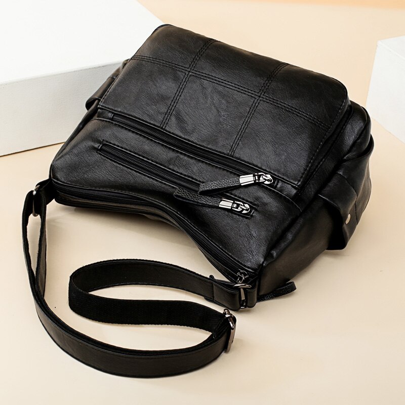 Women's handbag Female leather shoulder bag luxury handbags women bags women bag over shoulder sac a main Ms tote bag: Black