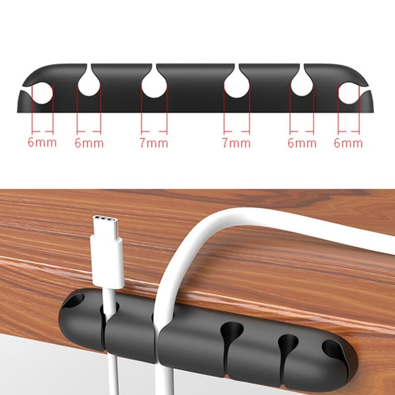 4PCS Desktop Double-sided Porous Non-marking Cable Holder Wire Cord Protector Silicone USB Cable Wire Organizer Management Clamp